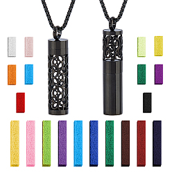 Mixed Shapes 2 шт. 2 стили ожерелья из нержавеющей стали в виде флаконов духов, ожерелья с подвесками в виде полых колонн-диффузоров, со сменными парфюмерными подушечками 20 шт., чёрные, разнообразные, 21.89~27.76 дюйм (55.6~70.5 см), 1 шт / стиль