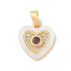 (123L) Белый крем непрозрачный блеск Латунные микро проложить кубического циркония подвески, без кадмия, без никеля и без свинца, с оболочкой, сердце прелести, огнеупорный кирпич, 13.5x13x3 мм, отверстие : 4 мм