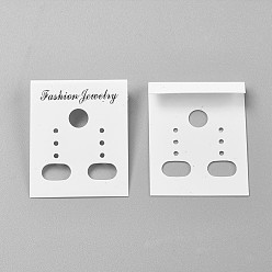White Plastic Earring Display Card, Rectangle, White, 3.6~3.8x3cm