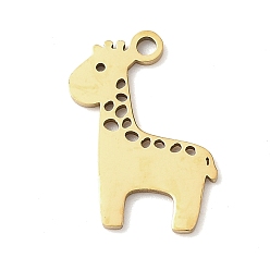 Жирафа Тема животных 304 подвески из нержавеющей стали, золотые, жирафа, 16.5x12x1 мм, отверстие : 1.5 мм
