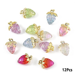 (52) Непрозрачная лаванда Прозрачный акрил с подвесками из сплава, AB цвет, клубника, разноцветные, 32x23x14.5~17 мм, отверстие : 2.5~3 мм, 2 шт / цвет