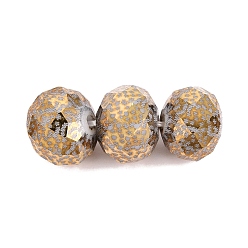 Verge D'or Foncé Perles en verre electroplate, Rondelle avec motif, facette, verge d'or noir, 7~8x5.5~6mm, Trou: 1~1.2mm