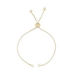 Настоящее золото 18K Изготовление браслета-ползунка из латунной коробки с крошечными шармами, без никеля , реальный 18 k позолоченный, 23x0.1 см, отверстие : 2 мм