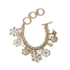 Снежинка Рождественские браслеты с подвесками из эмали из сплава, стекло вышитый бисером браслеты для женщин, с горным хрусталем и пластиком, снежинка, 6-3/4 дюйм (17 см)