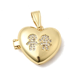 Human Латунные подвески с микропаве из прозрачного кубического циркония, долговечный, стойки покрытие, без свинца и без кадмия, реальный 18 k позолоченный, человек, 19x23x8 мм, отверстие : 8x4 мм