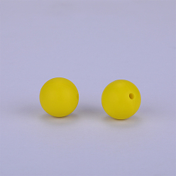Champagne Yellow Round Silicone Focal Beads, Chewing Beads For Teethers, DIY Nursing Necklaces Making, Champagne Yellow, 15mm, Hole: 2mm