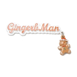 Верблюжий Кабошоны из непрозрачной смолы с рождественской тематикой, с платиновыми тоновыми железными петлями, Колобок, верблюжие, 75x38x6 мм