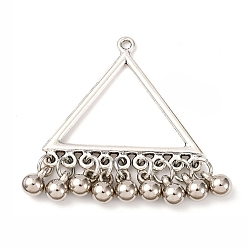 Античное Серебро Сплавочные подвески тибетского стиля, треугольник с круглыми бусинами, античное серебро, 40x36x5 мм, отверстие : 1.8 мм