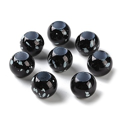 Черный Европейские бусины из АБС-пластика, окрашенные распылением, бусины с большим отверстием, круглые, чёрные, 12x10 мм, отверстие : 6 мм, Около 720 шт / 500 г