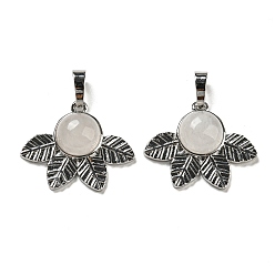 Хрусталь Природного кварца хрустальных подвесок, подвески из горного хрусталя, стойки покрытие латунь лист прелести, платина, без кадмия и без свинца, 22x27x7 мм, отверстие : 8x5 мм