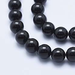 Tourmaline Natural Black Tourmaline Beads Strands, Round, 10~10.5mm, Hole: 1mm, about 39pcs/strand, 15.7 inch(39cm)