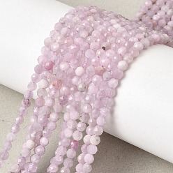 Кунсайт Природные кунцит бисер нитей, круглые, граненые, 3~3.5 мм, отверстие : 0.6 мм, около 120~122 шт / нитка, 15.16~15.35'' (38.5~39 см)
