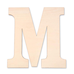 Letter M Letter Unfinished Wood Blank Cutouts, for DIY Crafts, Wedding, Home Decoration and Paint, Letter.M, 30x29.5x0.3cm