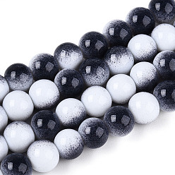 Прусский Синий Нити двухцветных непрозрачных стеклянных бусин, окрашенных запеканием, круглые, берлинская лазурь, 8x7 мм, отверстие : 1.2 мм, около 100~102 шт / нитка, 29.53~30.12 дюйм (75~76.5 см)