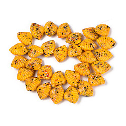 Золотистый Бусы лэмпворк ручной работы, формы раковины, золотые, 17~20x23~26x10~11 мм, отверстие : 1~1.5 мм, около 30 шт / нитка, 20.47~21.26'' (52~54 см)