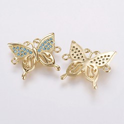 Золотой Латунные микро проложить кубических ссылки циркония, бабочка, золотые, 20.5x17.5x2.5 мм, отверстие : 1.5 мм