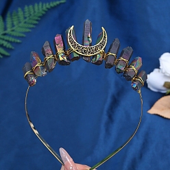 Черный Обручи для волос из кварцевого кристалла с гальваническим покрытием, аксессуары для волос для женщин и девочек, чёрные, 180x150x30 мм