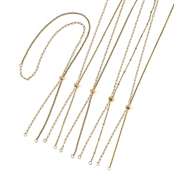 Oro Cadenas deslizantes ajustables de acero inoxidable para la fabricación de collares tipo lariat, con granos de cobre amarillo, dorado, 304 pulgada (24.02 cm)