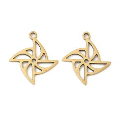 Настоящее золото 18K 201 подвески из нержавеющей стали для лазерной резки, очарование ветряной мельницы, ионное покрытие (ip), реальный 18 k позолоченный, 17x15x1 мм, отверстие : 1.4 мм