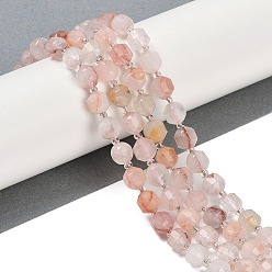 Красный Кварц Нити бусин из натурального железистого кварца, граненые, двухконусные, точечные призмы с двойным концом, 8x7 мм, отверстие : 1.2 мм, около 40 шт / нитка, 15.16'' (38.5 см)