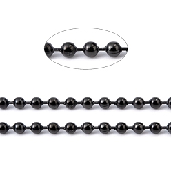 Черный 304 из нержавеющей стальной шарик цепочки, с катушкой, круглые, ионное покрытие (ip), электрофорез черный, 3 мм, около 65.61 футов (20 м) / рулон