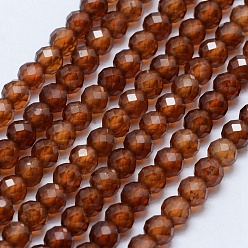 Granat Natürlicher Granat Perlen Stränge, gefärbt und erhitzt, facettiert, Runde, 3~3.5 mm, Bohrung: 0.5 mm, ca. 130~138 Stk. / Strang, 15.7 Zoll (40 cm)