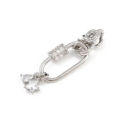 Платина Латунный микро pave прозрачный кубический цирконий лобстер, звезда со слезами, платина, 14.5x9x5.5 мм, отверстие : 2 мм