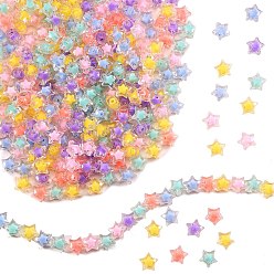 Mixed Color Transparent Acrylic Beads, Bead in Bead, Faceted, Star, Mixed Color, 14x15x8.5mm, Hole: 2mm, about 310pcs/300g