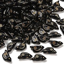 Черный Непрозрачные акриловые бусины, золотой металл обвитыми, птица, чёрные, 20x10x6 мм, отверстие : 1.6 мм, о 724 шт / 500 г.