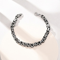 Античное Серебро 201 Браслеты из нержавеющей стали с византийскими цепями для женщин и мужчин, античное серебро, 8.74 дюйм (22.2 см)