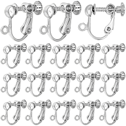 Платина 40шт. латунный винтовой зажим для серьги-конвертера, спиральный зажим для ушей, для не проколотых ушей, с петлей, платина, 17x13.5x5 мм, отверстие : 1.2 мм