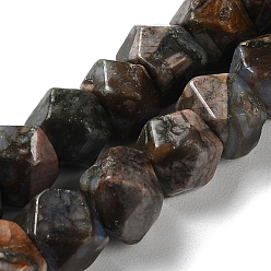 Glaucophane Натуральные бусины из натурального глаукофана со звездчатой огранкой, круглые нити, граненые, 7~12x7~10x7~12 мм, отверстие : 1.2 мм, около 25~26 шт / нитка, 8.39''~8.62'' (21.3~21.9 см)