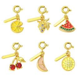 Mixed Shapes 6 шт 6 стили латунные подвески, с микро проложить кубического циркония, фрукты, разнообразные, 20~23 мм, 1 шт / стиль