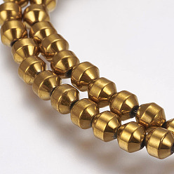с Золотистым Покрытием Класс а-магнитных синтетических гематитовых шариков, двухконусные, с золотым покрытием, 4.5x4.5 мм, отверстие : 1 мм, около 90 шт / нитка, 15.7 дюйм (40 см)
