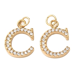 Letter C 304 Stainless Steel with Crystal Rhinestone Charms, Letter Charms, Polished, Ion Plating(IP), Golden, Letter C, 13x10x2mm, Hole: 2.5mm