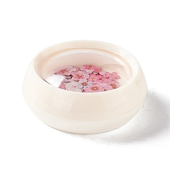 Pink DIY Crystal Epoxy Resin Material Filling, Flower Nail Art Sequins, for Crafts Making, with Disposable Plastic Box, Pink, 5~6x5.5~6x0.1mm