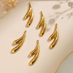 Настоящее золото 18K 304 подвески из нержавеющей стали, очарование слезы, реальный 18 k позолоченный, 37x13.5x3 мм, отверстие : 1.8 мм