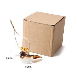 Перу Стекло подвесные украшения, с джутовой веревкой, птица, Перу, Кулон : 60x90 мм