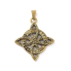 Античное Золото Викинг 304 подвески из нержавеющей стали, ионное покрытие (ip), ведьмин узел с рунами амулет, античное золото , 37.5x33x4 мм, отверстие : 6x3.5 мм