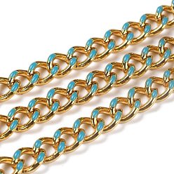 Stahlblau Panzerkette aus goldener Messing-Emaille, verdrillten Kette, langlebig überzogen, mit Spule, ungeschweißte, Stahlblau, 10.5x8x3.5 mm, 32.8 Fuß(10m)/Rolle