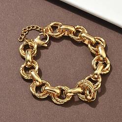 Золотой 304 женские браслеты-цепочки из нержавеющей стали., ионное покрытие (ip), золотые, 7-1/4 дюйм (18.5 см)