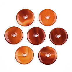 Шоколадный Натуральный халцедоновые подвески, окрашенные, пончик / пи-диск, цвет шоколада, 30x5 мм, отверстие : 5 мм