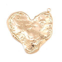 Light Gold Pendentifs en acier inoxydable, breloques en forme de cœur martelé, or et de lumière, 304mm, Trou: 36x35.5x3mm