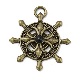 Античная Бронза Сплавочные подвески тибетского стиля, руль, античная бронза, 45x40.5x5.5 мм, отверстие : 3x6 мм