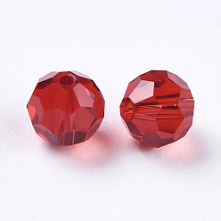 Red Imitation Austrian Crystal Beads, Grade AAA, Faceted(32 Facets), Round, Red, 8mm, Hole: 0.9~1.4mm