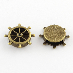 Античная Бронза Тибетский стиль настройки руля сплав горный хрусталь слайд очарование, без кадмия, без никеля и без свинца, античная бронза, 21x21x5 мм, отверстие: 12x3 мм , подходит для 2.5 мм стразов , около 386 шт / 1000 г