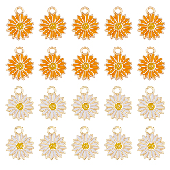 (52) Непрозрачная лаванда 60 шт 2 цвета сплава эмалевые подвески, золотой свет, маргаритка, разноцветные, 16.5x13x1.5 мм, отверстие : 2 мм, 30 шт / цвет