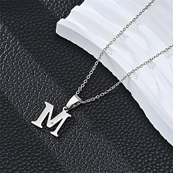 Letter M 201 ожерелья с подвесками из нержавеющей стали и стразами, цвет нержавеющей стали, не тускнеет, Буква М, 19.69 дюйм (50 см)