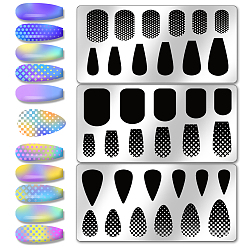 Mixed Shapes Шаблоны для нейл-арта своими руками из нержавеющей стали, шаблонный инструмент, прямоугольные, разнообразные, 12x6 см, 3 шт / комплект