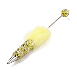 Цитрин Железная ручка из бисера, шариковая ручка, со стразами из полимерной глины и плюшевым помпоном, для индивидуальной ручки с ювелирными бусинами, цитрин, 155x26 мм